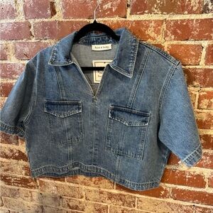 Aaron & Amber Blue Denim cropped Top